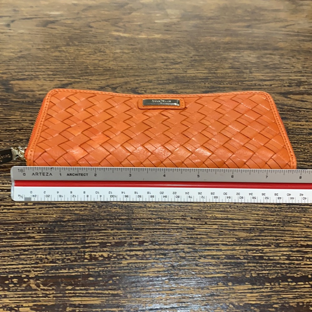 Cole Haan Heritage Weave  Orange Leather Wallet - Picture 16 of 16